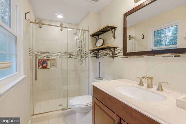 Bathroom, Glass Shower, Interior, Recessed Lighting
