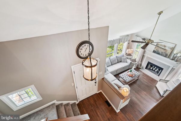 Fireplace, Interior, Living room, Pendant Lights, Wood Texture Flooring