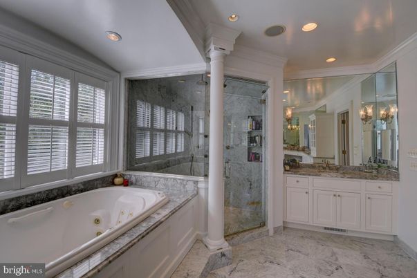 Bathroom, Glass Shower, Interior, Marble, Recessed Lighting