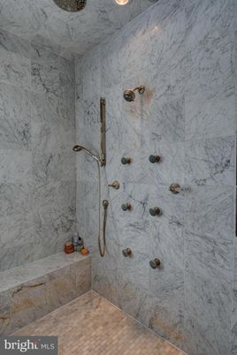 Bathroom, Interior, Marble Walls, Recessed Lighting
