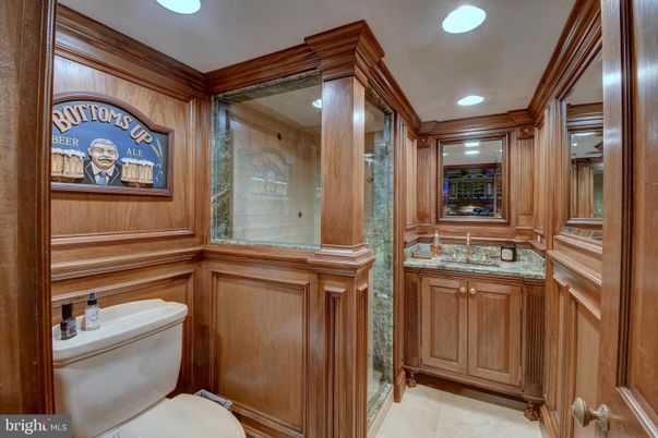 Bathroom, Interior, Recessed Lighting, Wooden Walls