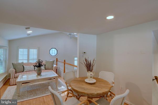 Dining room, Interior, Recessed Lighting, Wood Texture Flooring