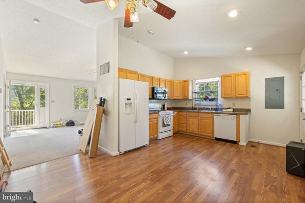 Interior, Kitchen, Recessed Lighting, Wood Texture Flooring