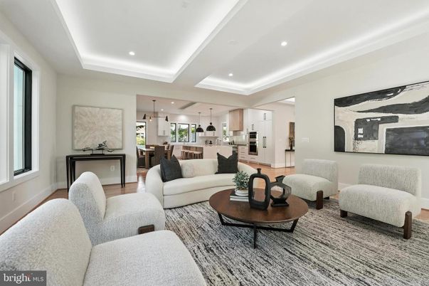 Interior, Kitchen, Living room, Pendant Lights, Recessed Lighting, Stainless Steel Appliances, Wood Texture Flooring