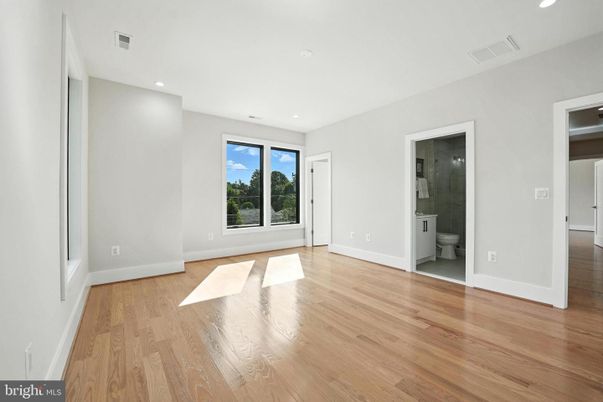 Bathroom, Empty room, Interior, Recessed Lighting, Wood Texture Flooring