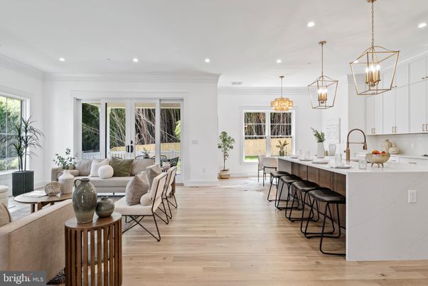 Interior, Kitchen, Living room, Pendant Lights, Recessed Lighting, Wood Texture Flooring