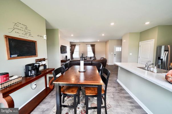Dining room, Interior, Kitchen, Living room, Recessed Lighting, Wood Texture Flooring