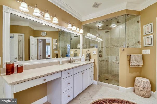 Bathroom, Dual Sink Vanities, Glass Shower, Interior