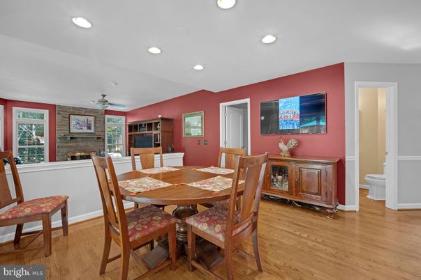 Dining room, Interior, Recessed Lighting, Wood Texture Flooring
