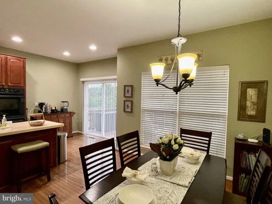 Dining room, Interior, Pendant Lights, Recessed Lighting, Wood Texture Flooring