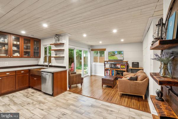 Interior, Kitchen, Living room, Recessed Lighting, Wood Texture Flooring