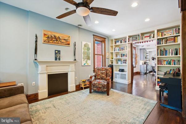 Fireplace, Interior, Recessed Lighting, Wood Texture Flooring