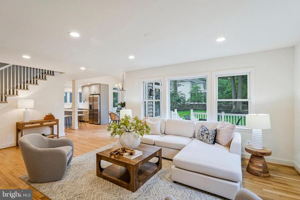 Interior, Living room, Pendant Lights, Recessed Lighting, Stainless Steel Appliances, Wood Texture Flooring