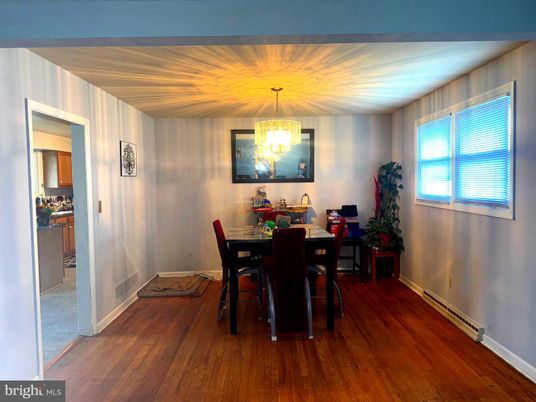 Chandelier, Dining room, Interior, Wood Texture Flooring