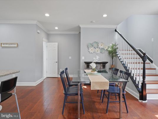 Dining room, Interior, Recessed Lighting, Wood Texture Flooring