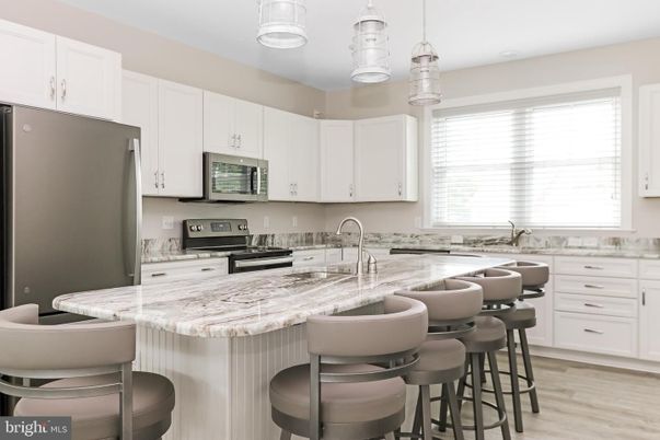 Interior, Kitchen, Pendant Lights, Wood Texture Flooring