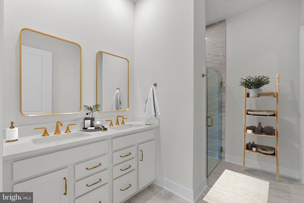 Bathroom, Dual Sink Vanities, Glass Shower, Interior, Marble