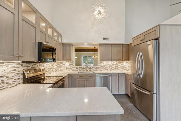 Chandelier, Interior, Kitchen, Pendant Lights, Recessed Lighting, Stainless Steel Appliances