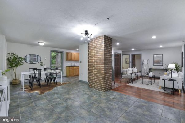 Dining room, Interior, Kitchen, Living room, Recessed Lighting, Wood Texture Flooring