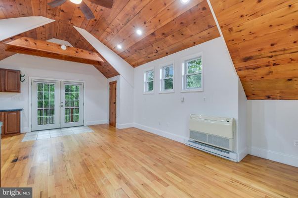 Empty room, Interior, Recessed Lighting, Wooden Beams, Wooden Ceilings, Wood Texture Flooring