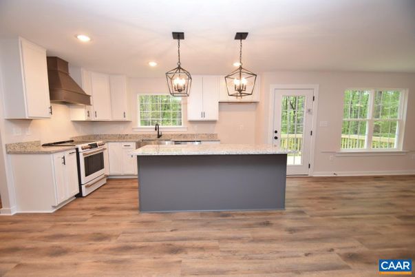 Interior, Kitchen, Pendant Lights, Recessed Lighting, Wood Texture Flooring