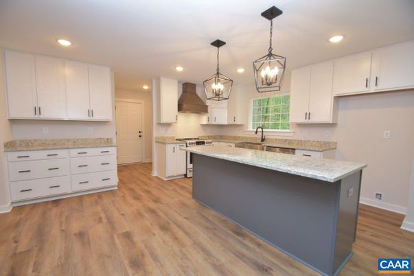 Interior, Kitchen, Pendant Lights, Recessed Lighting, Wood Texture Flooring