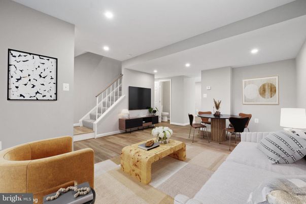 Dining room, Interior, Living room, Recessed Lighting, Wood Texture Flooring