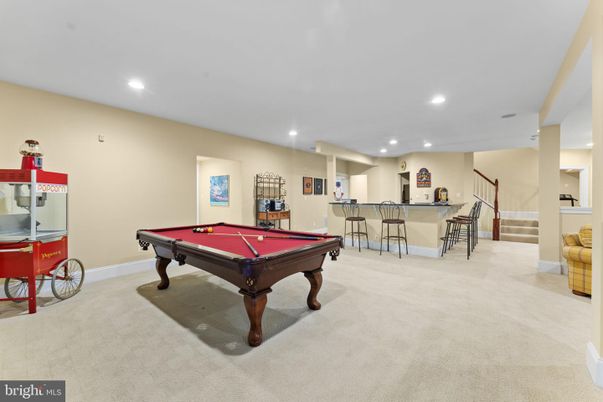 Billiard Table, Game Room, Interior, Recessed Lighting
