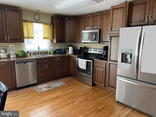Interior, Kitchen, Stainless Steel Appliances, Wood Texture Flooring