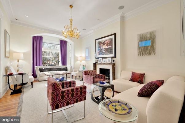 Chandelier, Fireplace, Interior, Living room, Recessed Lighting, Wood Texture Flooring