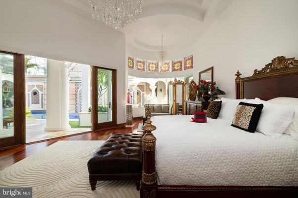 Bedroom, Chandelier, Interior, Wood Texture Flooring