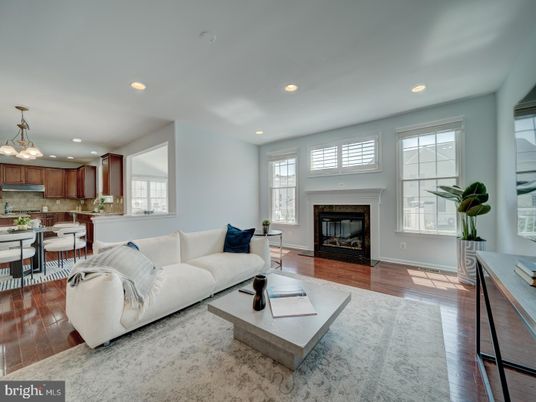 Dining room, Fireplace, Interior, Kitchen, Living room, Pendant Lights, Recessed Lighting, Wood Texture Flooring