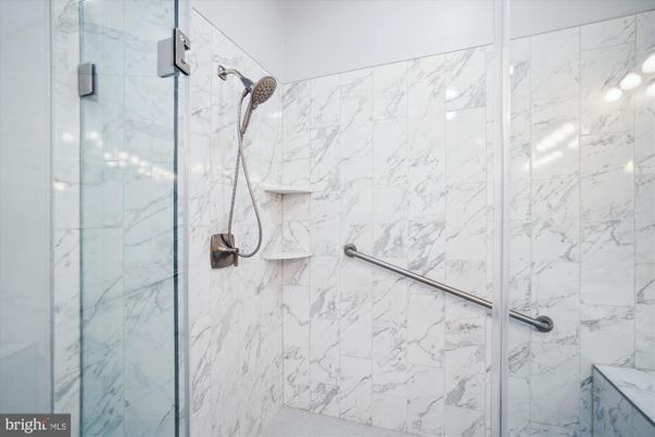 Bathroom, Glass Shower, Interior, Marble Walls