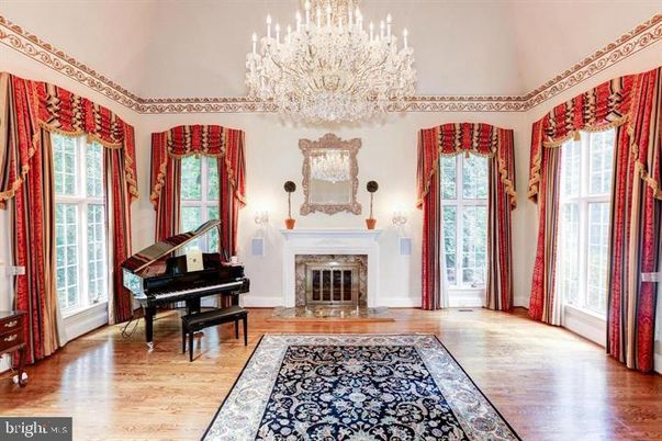 Chandelier, Fireplace, Interior, Piano, Wood Texture Flooring