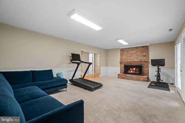 Fireplace, Fitness Equipment, Interior, Living room, Stone Walls
