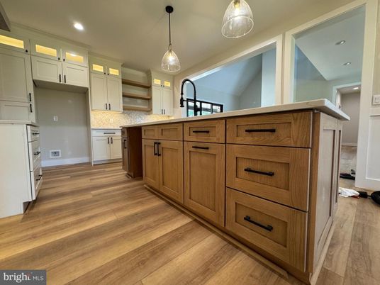 Interior, Kitchen, Pendant Lights, Recessed Lighting, Wood Texture Flooring