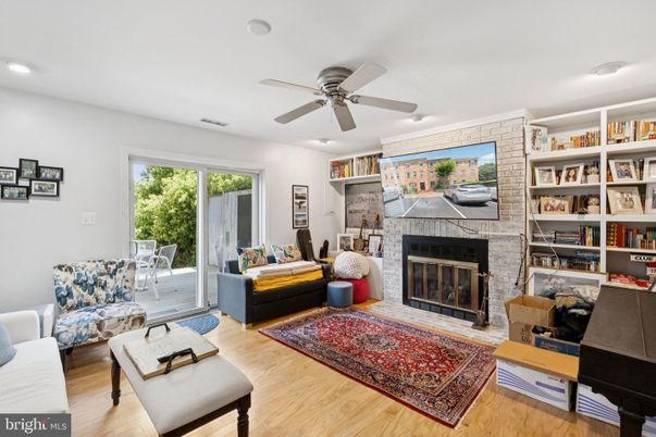 Fireplace, Interior, Recessed Lighting, Stone Walls, Wood Texture Flooring