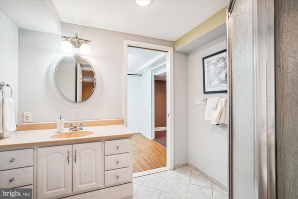 Bathroom, Interior, Recessed Lighting, Wood Texture Flooring