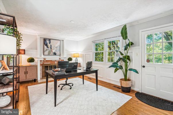 Fireplace, Home Office, Interior, Wood Texture Flooring