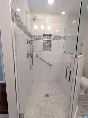 Bathroom, Glass Shower, Interior, Recessed Lighting