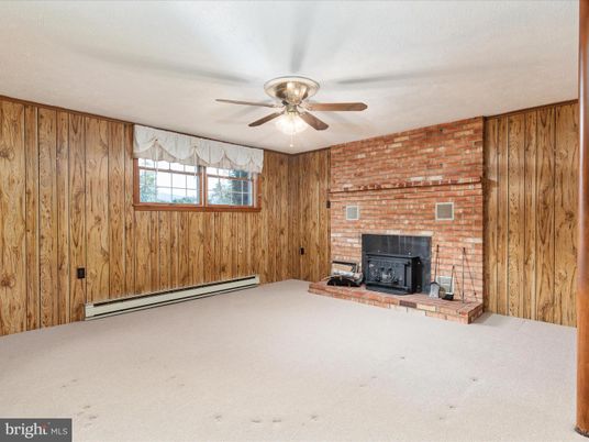 Empty room, Fireplace, Interior, Stone Walls, Wooden Walls