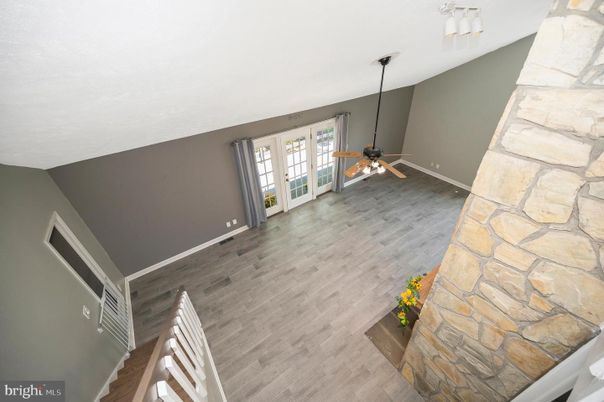 Empty room, Interior, Stone Walls, Wood Texture Flooring