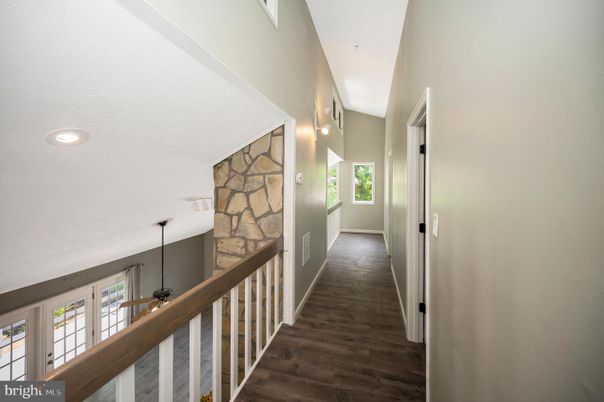 Interior, Recessed Lighting, Stone Walls, Wood Texture Flooring