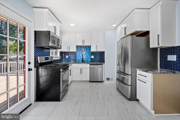 Interior, Kitchen, Marble, Recessed Lighting, Stainless Steel Appliances