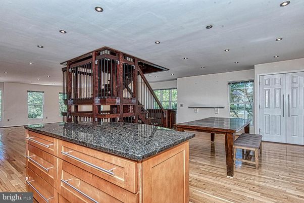 Dining room, Interior, Recessed Lighting, Wood Texture Flooring