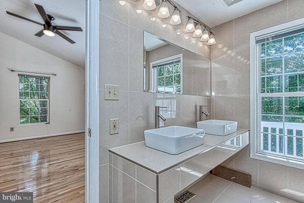 Bathroom, Glass Shower, Interior, Wood Texture Flooring
