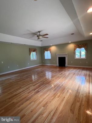 Empty room, Fireplace, Interior, Recessed Lighting, Wood Texture Flooring