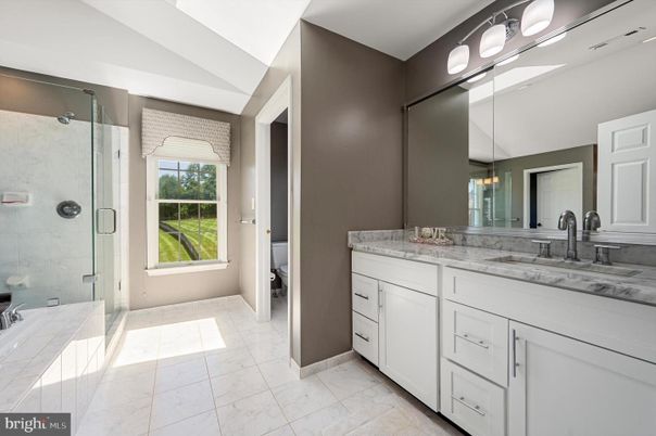 Bathroom, Dual Sink Vanities, Glass Shower, Interior, Marble