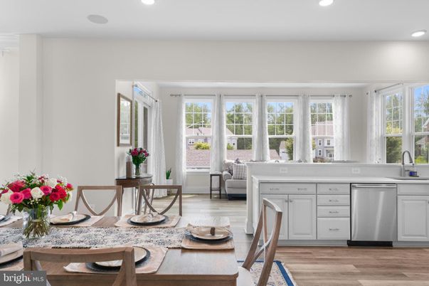 Dining room, Interior, Kitchen, Recessed Lighting, Wood Texture Flooring