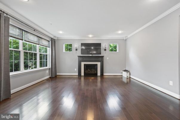 Empty room, Fireplace, Interior, Recessed Lighting, Wood Texture Flooring